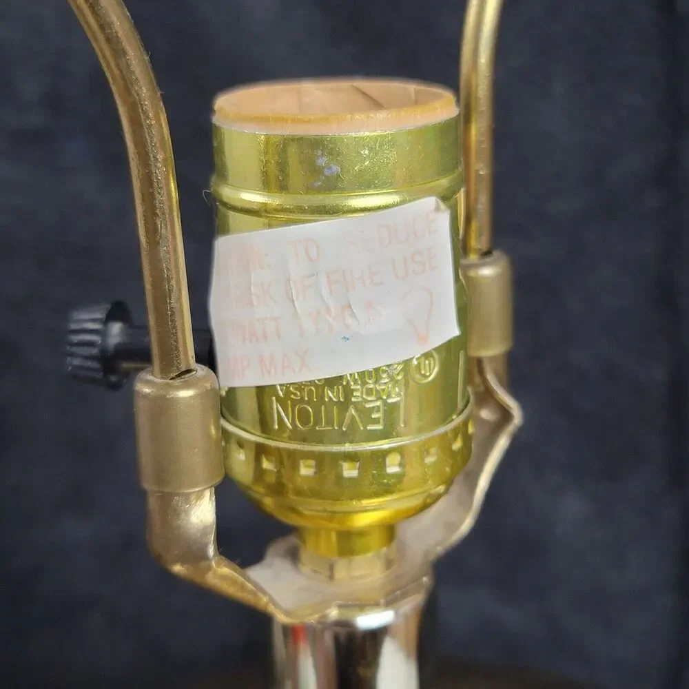 Cut Crystal Art Deco 3 Way Trumpet Style Table Lamps Gold Plated Vintage 26 Inch